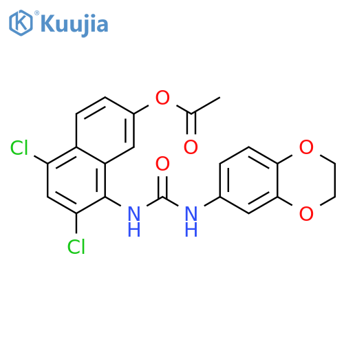 Urea,N-[7-(acetyloxy)-2,4-dichloro-1-naphthalenyl]-N'-(2,3-dihydro-1,4-benzodioxin-6-yl)- structure