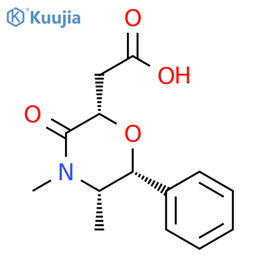 2-Morpholineacetic acid, 4,5-dimethyl-3-oxo-6-phenyl-, (2S,5S,6R)- structure