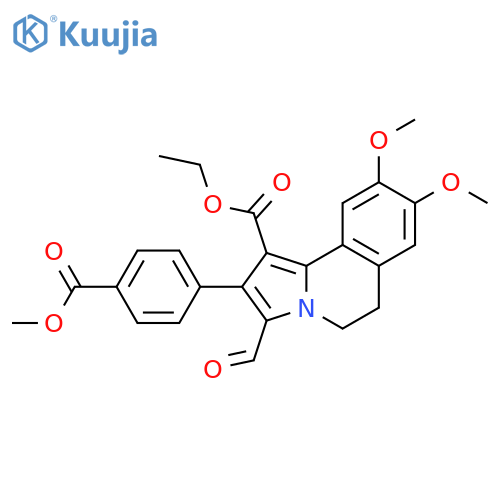Pyrrolo[2,1-a]isoquinoline-1-carboxylic acid,3-formyl-5,6-dihydro-8,9-dimethoxy-2-[4-(methoxycarbonyl)phenyl]-,ethyl ester structure