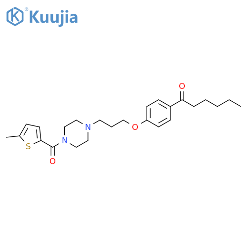 Piperazine,1-[(5-methyl-2-thienyl)carbonyl]-4-[3-[4-(1-oxohexyl)phenoxy]propyl]- structure