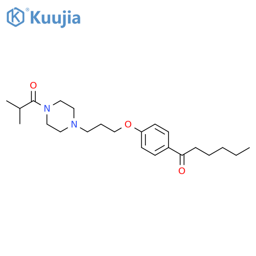 Piperazine,1-(2-methyl-1-oxopropyl)-4-[3-[4-(1-oxohexyl)phenoxy]propyl]- structure