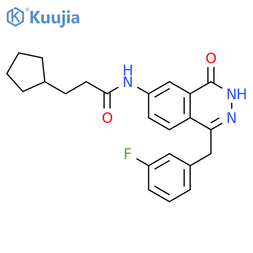 Cyclopentanepropanamide,N-[1-[(3-fluorophenyl)methyl]-3,4-dihydro-4-oxo-6-phthalazinyl]- structure