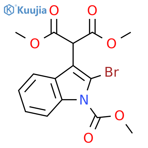 Propanedioic acid, [2-bromo-1-(methoxycarbonyl)-1H-indol-3-yl]-,dimethyl ester structure