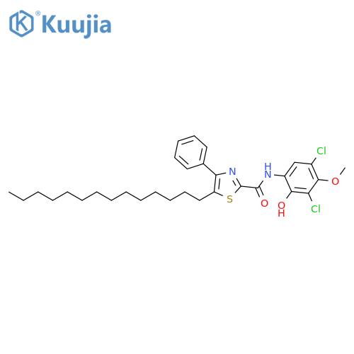 2-Thiazolecarboxamide,N-(3,5-dichloro-2-hydroxy-4-methoxyphenyl)-4-phenyl-5-tetradecyl- structure