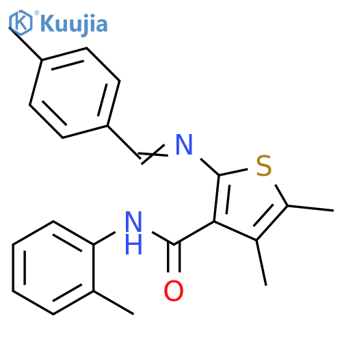 3-Thiophenecarboxamide,4,5-dimethyl-N-(2-methylphenyl)-2-[[(4-methylphenyl)methylene]amino]- structure