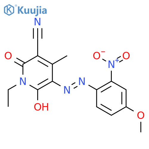 3-Pyridinecarbonitrile,1-ethyl-1,2-dihydro-6-hydroxy-5-[2-(4-methoxy-2-nitrophenyl)diazenyl]-4-methyl-2-oxo- structure