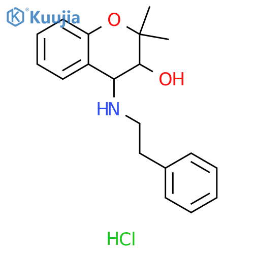 2H-1-Benzopyran-3-ol,3,4-dihydro-2,2-dimethyl-4-[(2-phenylethyl)amino]-, hydrochloride structure