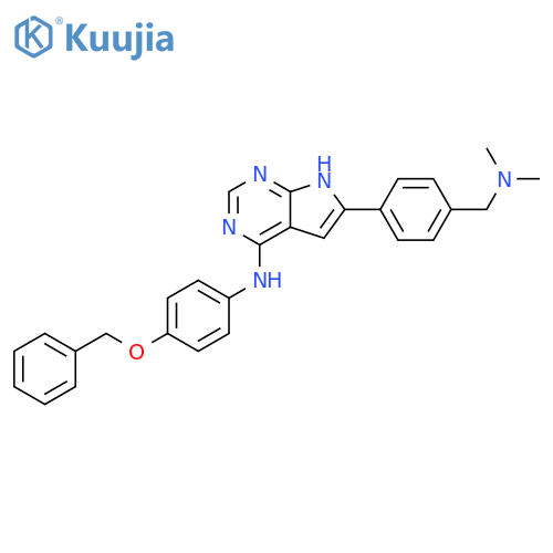 1H-Pyrrolo[2,3-d]pyrimidin-4-amine,6-[4-[(dimethylamino)methyl]phenyl]-N-[4-(phenylmethoxy)phenyl]- structure