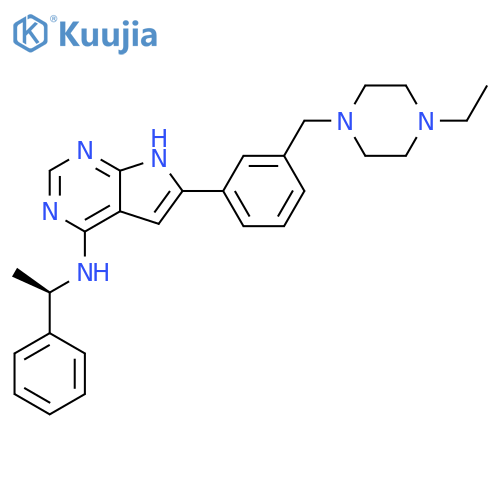 1H-Pyrrolo[2,3-d]pyrimidin-4-amine,6-[3-[(4-ethyl-1-piperazinyl)methyl]phenyl]-N-[(1R)-1-phenylethyl]- structure