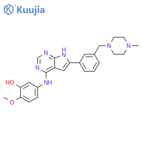 Phenol,2-methoxy-5-[[6-[3-[(4-methyl-1-piperazinyl)methyl]phenyl]-1H-pyrrolo[2,3-d]pyrimidin-4-yl]amino]- structure