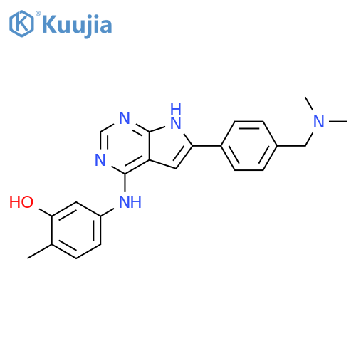 Phenol,5-[[6-[4-[(dimethylamino)methyl]phenyl]-1H-pyrrolo[2,3-d]pyrimidin-4-yl]amino]-2-methyl- structure