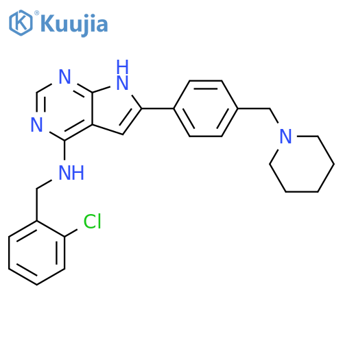 1H-Pyrrolo[2,3-d]pyrimidin-4-amine,N-[(2-chlorophenyl)methyl]-6-[4-(1-piperidinylmethyl)phenyl]- structure