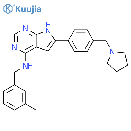 1H-Pyrrolo[2,3-d]pyrimidin-4-amine,N-[(3-methylphenyl)methyl]-6-[4-(1-pyrrolidinylmethyl)phenyl]- structure