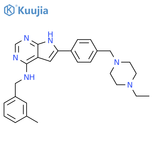1H-Pyrrolo[2,3-d]pyrimidin-4-amine,6-[4-[(4-ethyl-1-piperazinyl)methyl]phenyl]-N-[(3-methylphenyl)methyl]- structure