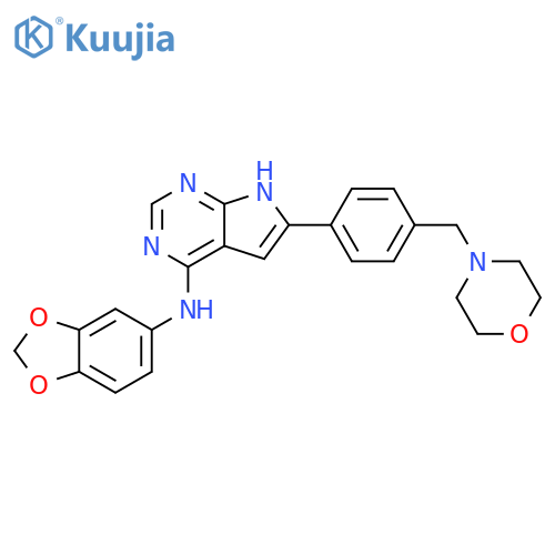 1H-Pyrrolo[2,3-d]pyrimidin-4-amine,N-1,3-benzodioxol-5-yl-6-[4-(4-morpholinylmethyl)phenyl]- structure