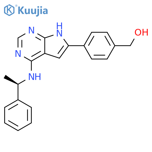 Benzenemethanol,4-[4-[[(1R)-1-phenylethyl]amino]-1H-pyrrolo[2,3-d]pyrimidin-6-yl]- structure