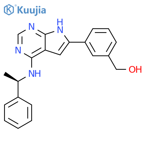 Benzenemethanol,3-[4-[[(1R)-1-phenylethyl]amino]-1H-pyrrolo[2,3-d]pyrimidin-6-yl]- structure
