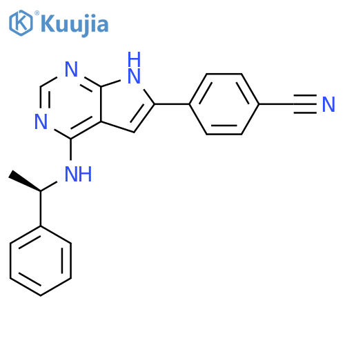 Benzonitrile,4-[4-[[(1R)-1-phenylethyl]amino]-1H-pyrrolo[2,3-d]pyrimidin-6-yl]- structure