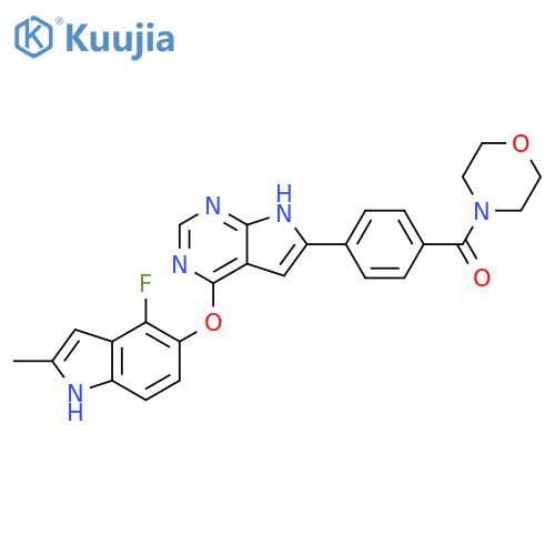 Morpholine,4-[4-[4-[(4-fluoro-2-methyl-1H-indol-5-yl)oxy]-1H-pyrrolo[2,3-d]pyrimidin-6-yl]benzoyl]- structure
