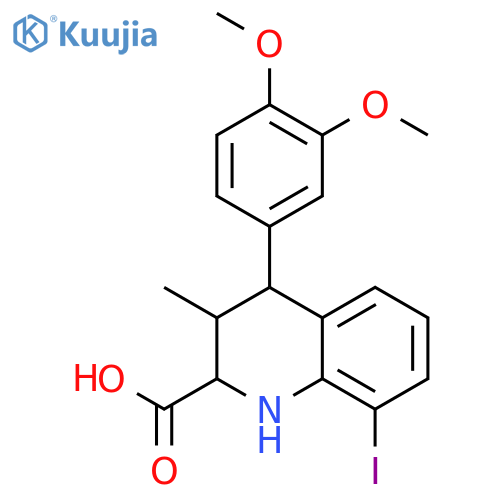 2-Quinolinecarboxylic acid,4-(3,4-dimethoxyphenyl)-1,2,3,4-tetrahydro-8-iodo-3-methyl- structure