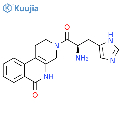 Benzo[c][1,7]naphthyridin-6(2H)-one,3-[(2R)-2-amino-3-(1H-imidazol-4-yl)-1-oxopropyl]-1,3,4,5-tetrahydro- structure