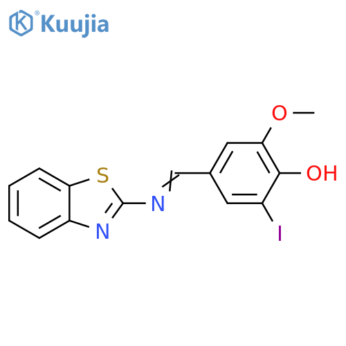Phenol, 4-[(2-benzothiazolylimino)methyl]-2-iodo-6-methoxy- structure