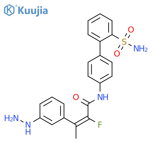 2-Butenamide,N-[2'-(aminosulfonyl)[1,1'-biphenyl]-4-yl]-2-fluoro-3-(3-hydrazinophenyl)-,(2E)- structure