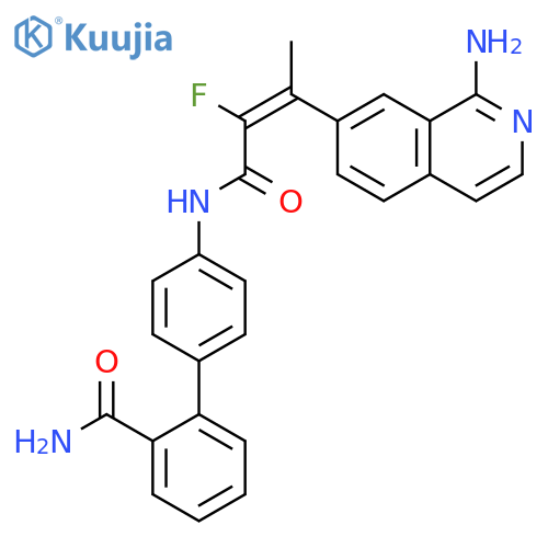 [1,1'-Biphenyl]-2-carboxamide,4'-[[(2E)-3-(1-amino-7-isoquinolinyl)-2-fluoro-1-oxo-2-butenyl]amino]- structure