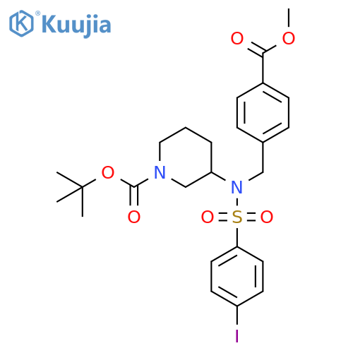 1-Piperidinecarboxylic acid,3-[[(4-iodophenyl)sulfonyl][[4-(methoxycarbonyl)phenyl]methyl]amino]-,1,1-dimethylethyl ester structure