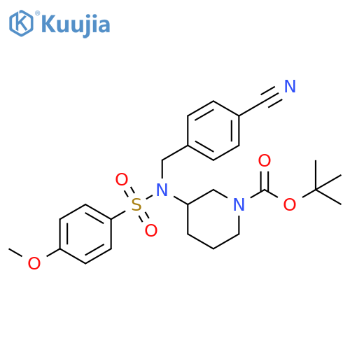 1-Piperidinecarboxylic acid,3-[[(4-cyanophenyl)methyl][(4-methoxyphenyl)sulfonyl]amino]-,1,1-dimethylethyl ester structure
