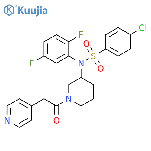 3-Piperidinamine,N-[(4-chlorophenyl)sulfonyl]-N-(2,5-difluorophenyl)-1-(4-pyridinylacetyl)- structure