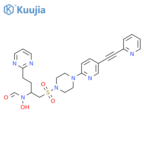 Piperazine,1-[[2-(formylhydroxyamino)-4-(2-pyrimidinyl)butyl]sulfonyl]-4-[5-(2-pyridinylethynyl)-2-pyridinyl]- structure