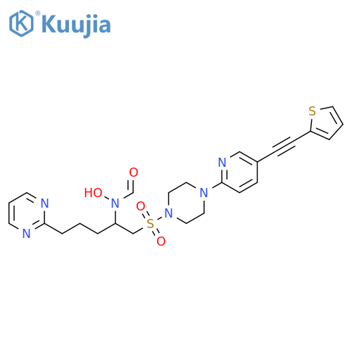 Piperazine,1-[[2-(formylhydroxyamino)-5-(2-pyrimidinyl)pentyl]sulfonyl]-4-[5-(2-thienylethynyl)-2-pyridinyl]- structure