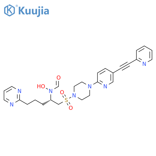 Piperazine,1-[[(2S)-2-(formylhydroxyamino)-5-(2-pyrimidinyl)pentyl]sulfonyl]-4-[5-(2-pyridinylethynyl)-2-pyridinyl]- structure