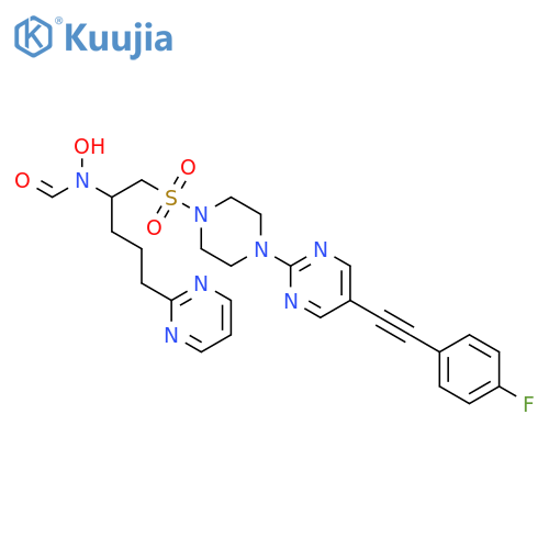 Piperazine,1-[5-[(4-fluorophenyl)ethynyl]-2-pyrimidinyl]-4-[[2-(formylhydroxyamino)-5-(2-pyrimidinyl)pentyl]sulfonyl]- structure