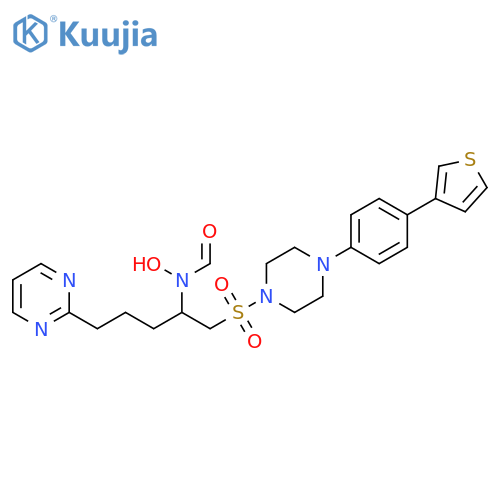 Piperazine,1-[[2-(formylhydroxyamino)-5-(2-pyrimidinyl)pentyl]sulfonyl]-4-[4-(3-thienyl)phenyl]- structure