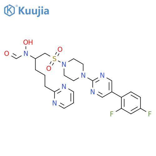 Piperazine,1-[5-(2,4-difluorophenyl)-2-pyrimidinyl]-4-[[(2S)-2-(formylhydroxyamino)-5-(2-pyrimidinyl)pentyl]sulfonyl]- structure