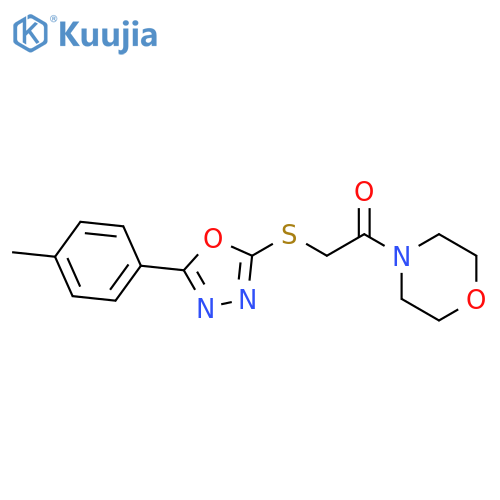 2-{5-(4-methylphenyl)-1,3,4-oxadiazol-2-ylsulfanyl}-1-(morpholin-4-yl)ethan-1-one structure