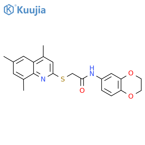N-(2,3-Dihydro-benzo[1,4]dioxin-6-YL)-2-(4,6,8-trimethyl-quinolin-2-ylsulfanyl)-acetamide structure