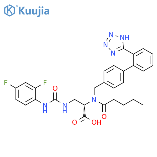 L-Alanine,3-[[[(2,4-difluorophenyl)amino]carbonyl]amino]-N-(1-oxopentyl)-N-[[2'-(1H-tetrazol-5-yl)[1,1'-biphenyl]-4-yl]methyl]- structure