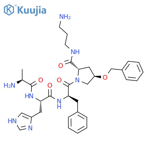 L-Prolinamide,L-alanyl-L-histidyl-D-phenylalanyl-N-(3-aminopropyl)-4-(phenylmethoxy)-,(4R)- structure