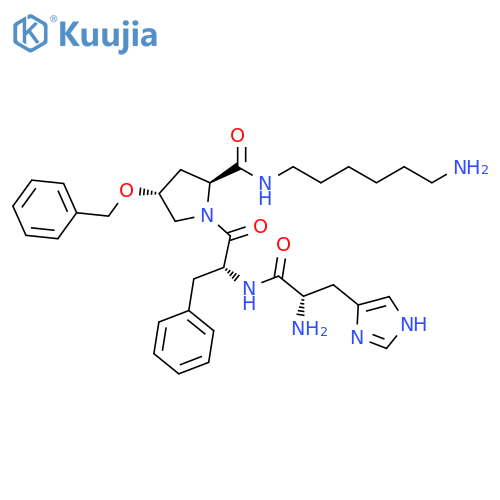 L-Prolinamide,L-histidyl-D-phenylalanyl-N-(6-aminohexyl)-4-(phenylmethoxy)-, (4R)- structure