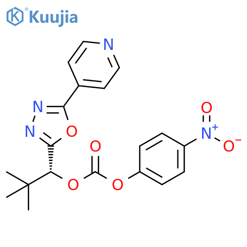 Carbonic acid,(1R)-2,2-dimethyl-1-[5-(4-pyridinyl)-1,3,4-oxadiazol-2-yl]propyl4-nitrophenyl ester structure