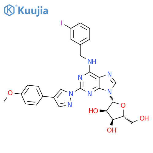 Adenosine,N-[(3-iodophenyl)methyl]-2-[4-(4-methoxyphenyl)-1H-pyrazol-1-yl]- structure