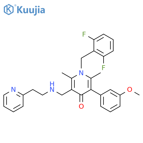 4(1H)-Pyridinone,1-[(2,6-difluorophenyl)methyl]-3-(3-methoxyphenyl)-2,6-dimethyl-5-[[[2-(2-pyridinyl)ethyl]amino]methyl]- structure