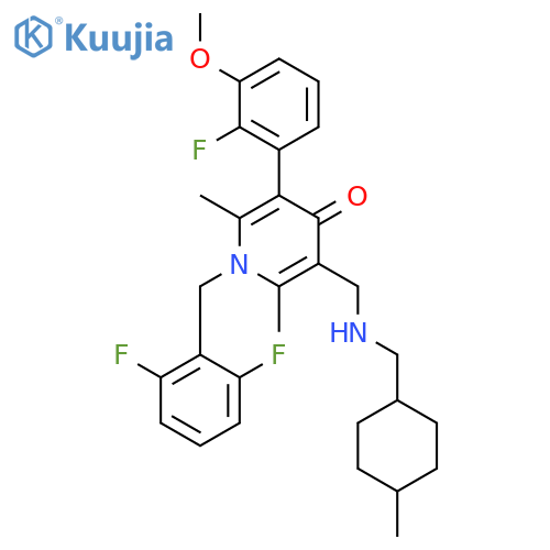4(1H)-Pyridinone,1-[(2,6-difluorophenyl)methyl]-3-(2-fluoro-3-methoxyphenyl)-2,6-dimethyl-5-[[[(4-methylcyclohexyl)methyl]amino]methyl]- structure
