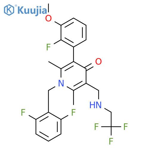 4(1H)-Pyridinone,1-[(2,6-difluorophenyl)methyl]-3-(2-fluoro-3-methoxyphenyl)-2,6-dimethyl-5-[[(2,2,2-trifluoroethyl)amino]methyl]- structure