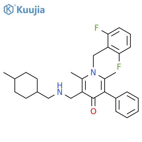 4(1H)-Pyridinone,1-[(2,6-difluorophenyl)methyl]-2,6-dimethyl-3-[[[(4-methylcyclohexyl)methyl]amino]methyl]-5-phenyl- structure
