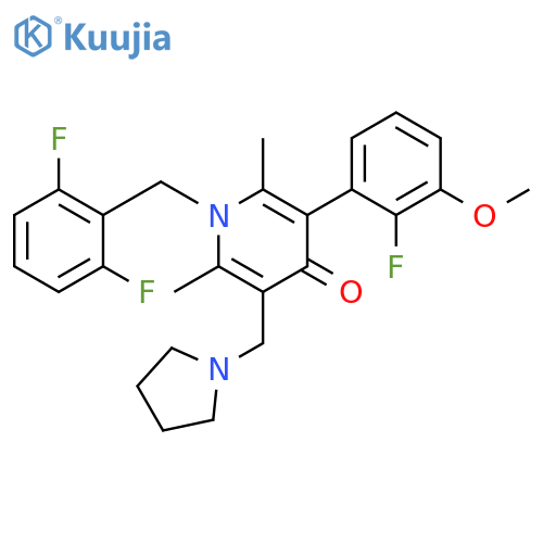 4(1H)-Pyridinone,1-[(2,6-difluorophenyl)methyl]-3-(2-fluoro-3-methoxyphenyl)-2,6-dimethyl-5-(1-pyrrolidinylmethyl)- structure