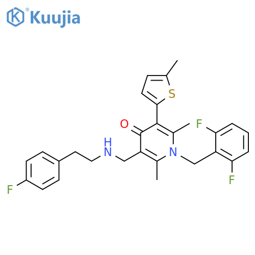 4(1H)-Pyridinone,1-[(2,6-difluorophenyl)methyl]-3-[[[2-(4-fluorophenyl)ethyl]amino]methyl]-2,6-dimethyl-5-(5-methyl-2-thienyl)- structure